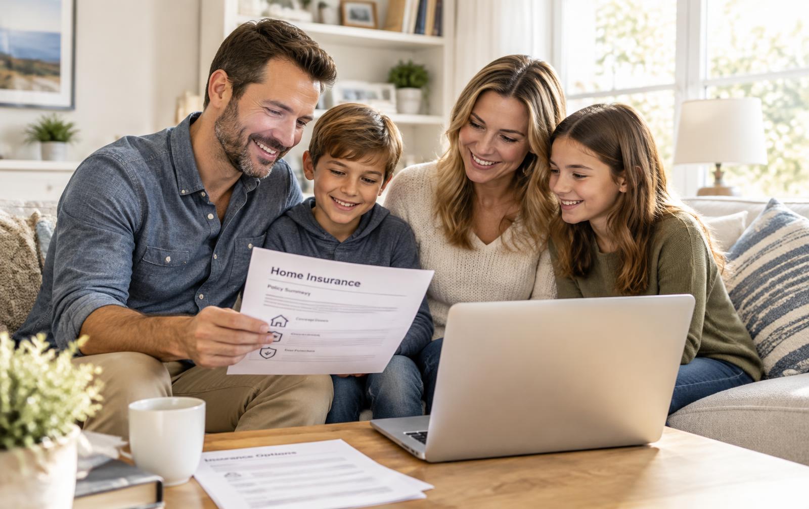 Family reviewing insurance options